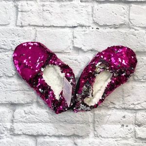 NWT Cat Jack pink silver sequin slippers girls M/L